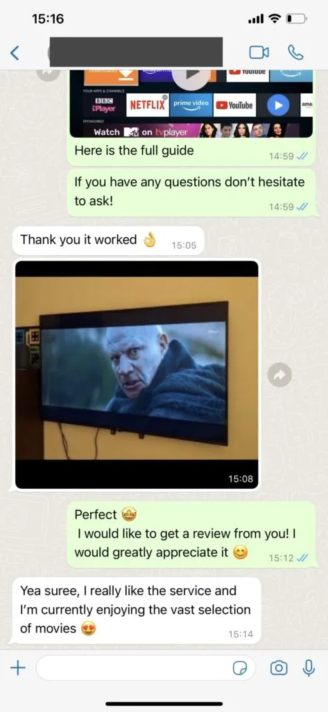 WhatsApp Customer Chat Screenshot 1 for huluxtv IPTV Support